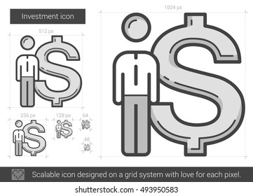 Investment vector line icon isolated on white background. Investment line icon for infographic, website or app. Scalable icon designed on a grid system.