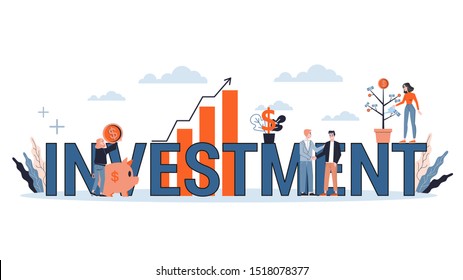 Investment web banner concept. Idea of money increase and finance growth. Business profit. Vector illustration in flat style