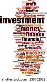 Investment word cloud concept. Vector illustration