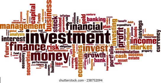 Investment word cloud concept. Vector illustration