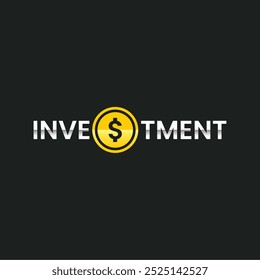 Investment word logo with dollar coins