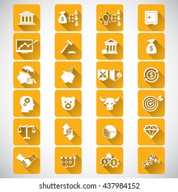 Investment,Finance and Banking Icon set. Set of 24 financial investment related icons. Editable vector icons for video, mobile apps, Web sites and print projects. EPS10 vector file.
