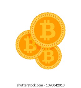 Investments bitcoin and block chain. Vector bitcoin investment, digital money crypto illustration