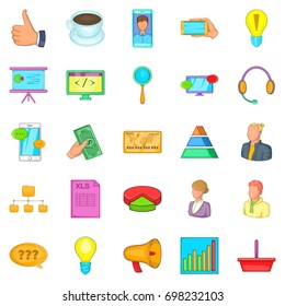 Investments in company icons set. Cartoon set of 25 investments in company vector icons for web isolated on white background