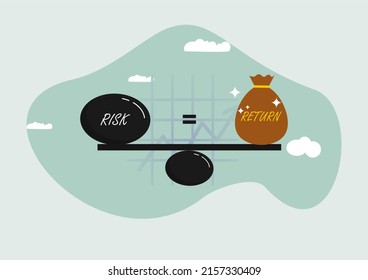 Investments with high risk,high expected returns, investors' risk appetite in securities and investment assets to get a high reward concept,balance with heavy risk burden make rich dollar reward sacks