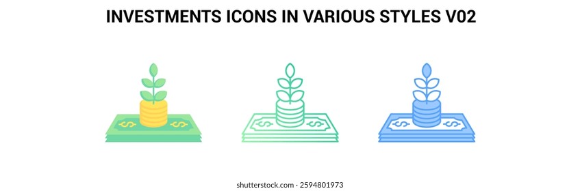 Investments icon Blue, Flat, Gradient style.