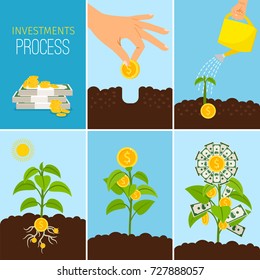 Investments Process and financial business growth concept. Growing money tree