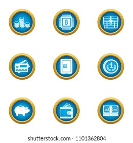 Investments in tech icons set. Flat set of 9 investments in tech vector icons for web isolated on white background