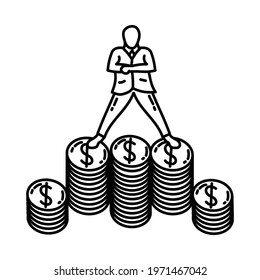 Investor Activity Finance Hand Drawn Icon Set Vector.