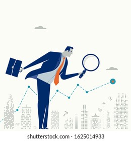 Investor. Businessman looking for investment opportunity. Concept business vector illustration