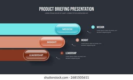 Investor Campaign Presentation Template Vector Illustration. Creative Solution 3 Option Diagram Slide Layout. Visual Forecast Three Step Infographic Frame Design.