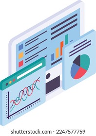 Investor Dashboard or Reporting System isometric Concept, Crypto Trader Vector Icon Design, Business Finance Symbol, Treasury and Capital Budget Sign, Financial Planning, Analysis and Control stock