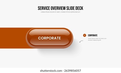 Investor Development Presentation Design Vector Illustration. Creative Performance One Option Diagram Frame Template. Company Overview 1 Step Infographic Slideshow Layout.