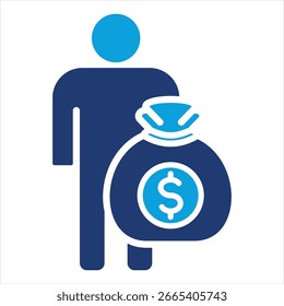 Ilustración vectorial de iconos azules para inversores