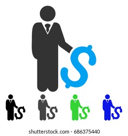 Investor flat vector pictogram. Colored investor gray, black, blue, green pictogram versions. Flat icon style for application design.