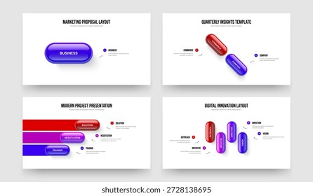El Inversor Predice Un Paquete De Ilustración vectorial De Diseño De Marco De Diagrama De Tres Y Cuatro Opciones. Empresa Perfil 1 2 3 4 Elemento Infografía Presentación Plantilla Set.