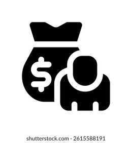 investor glyph icon. Strong and solid vector icon for websites, mobile interfaces, presentations, and visual branding. High quality and easy to edit.