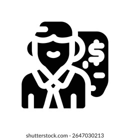investor glyph icon. Strong and solid vector icon for websites, mobile interfaces, presentations, and visual branding. High quality and easy to edit.