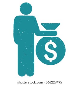 Investor grainy textured soft blue icon for overlay watermark stamps. Flat symbol with scratched texture. Dotted vector ink rubber seal stamp with grunge design on a white background.