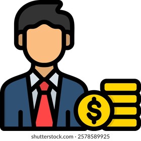 Investor Icon Lineal Color Vector Illustration