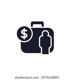 investor icon, money and finance, pictogram on white