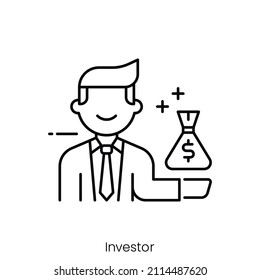 investor icon. Outline style icon design isolated on white background