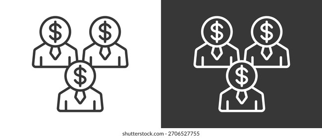 Investor Icon Set Vektorgrafik-Kollektion einzeln auf Schwarz und Weiß