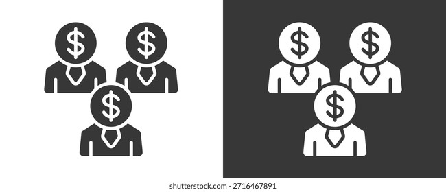 Investor Icon Set Vektorgrafik-Kollektion einzeln auf Schwarz und Weiß