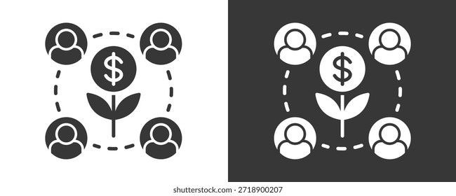 Investor Icon Set Vektorgrafik-Kollektion einzeln auf Schwarz und Weiß