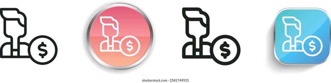 investor icon. Thin Linear, Regular and Button Style Design Isolated On White Background