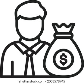 Imagen vectorial de icono del inversor. También se puede usar para emprendedores. Adecuado para aplicaciones móviles, aplicaciones web y medios impresos.