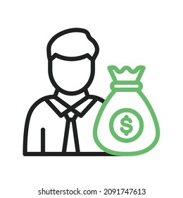 Imagen vectorial de icono del inversor. También se puede usar para emprendedores. Adecuado para aplicaciones móviles, aplicaciones web y medios impresos.