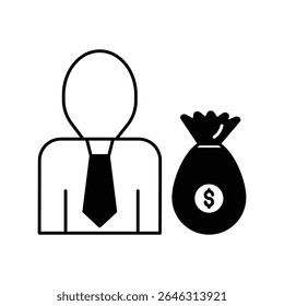 investor icon with white background vector stock illustration