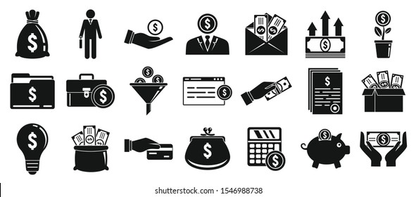 Investor icons set. Simple set of investor vector icons for web design on white background