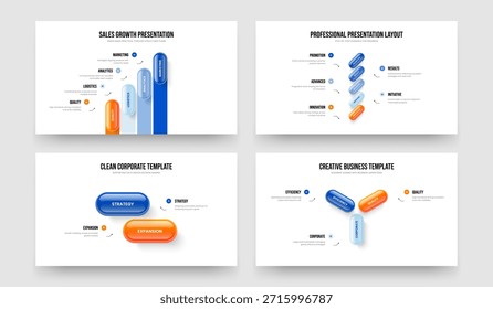 Colección de la Ilustración vectorial del diseño de la diapositiva del diagrama de los cinco dos tres elementos. Cartera de negocios 4 5 2 3 Opción Infografía Presentación de diapositivas Paquete de diseño.