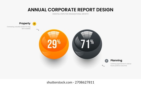 Presentación de Inversionistas Ilustración vectorial de Plantilla. Propuesta de mercado Diseño de diapositivas de infografía de dos elementos. Consultoría Desarrollo Diseño de presentación de diapositivas de gráfico de 2 pasos.