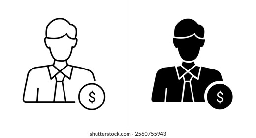 Investor line and solid web icon set. Vector illustration