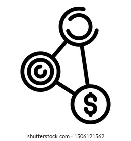 Investor money scheme icon. Outline investor money scheme vector icon for web design isolated on white background