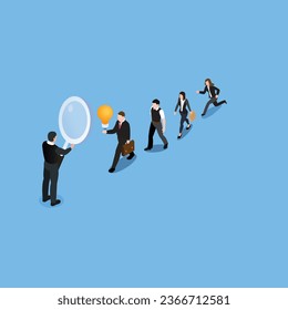 Investor with people selling business idea 3d vector illustration concept for banner, website, illustration, landing page, flyer, etc