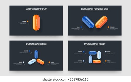 Investor Performance 1 2 3 4 Element Infographic Slide Design Collection. Company Development One Two Three Four Option Diagram Frame Template Vector Illustration Bundle.
