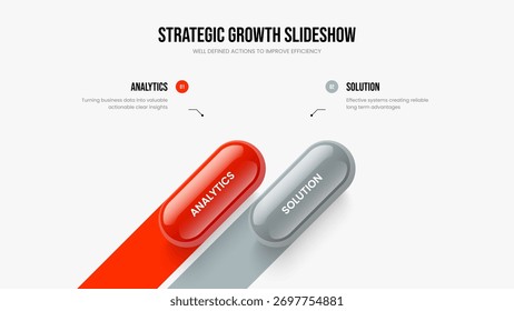 Ilustración vectorial de diseño de diapositivas de Plan para inversores. Solución creativa Diseño de marco de infografía de dos elementos. Profesional Plantilla de presentación de diapositivas de diagrama de opciones 2.