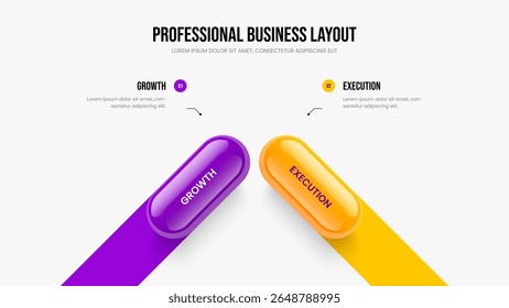 Investor Planning 2 Option Infographic Presentation Template. Financiële Innovatie Frame Layout Vector Illustratie. Consulting Strategy Two Element Diagram Slide Design.