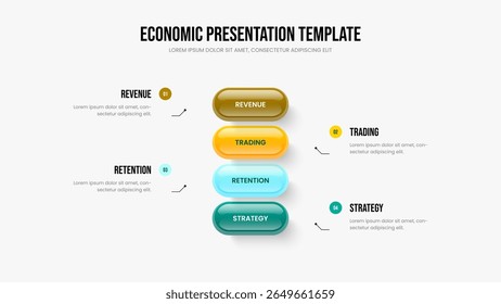 Investor Planning Four Option Infographic Frame Design. Business Overview Slideshow Layout Vector Illustration. Project Performance 4 Element Diagram Slide Template.