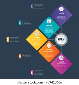 Investor presentation with 5 steps. Best for diagram or business presentation with 5 options. Examples of infographics, how to make your business structured. Vector infographic of education process