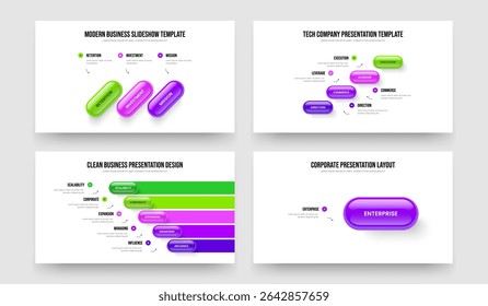 Perfil do investidor 3 4 5 1 Opção Infográfico Slideshow Design Bundle. Campanha Publicitária Três Quatro Cinco Um Elemento Diagrama Modelo Vetor Conjunto de Ilustração.
