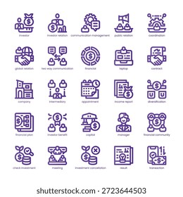 Investor Relation Icon pack para o seu site, celular, apresentação e design de logotipo. Projeto de cores básico da linha do ícone da relação com o investidor. Ilustração de gráficos vetoriais e traçado editável.