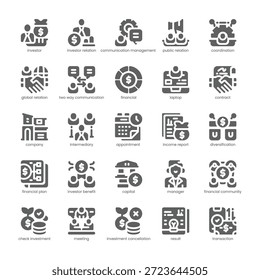 Investor Relation Icon pack para o seu site, celular, apresentação e design de logotipo. Ícone de relacionamento com investidores em design sólido. Ilustração de gráficos vetoriais e traçado editável.