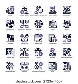 Investor Relation Icon pack para o seu site, celular, apresentação e design de logotipo. Ícone de relacionamento com investidores em design de tom duplo. Ilustração de gráficos vetoriais e traçado editável.