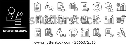 Investor Relations icon collection set. Containing design business, investor, investment, success, team, finance
