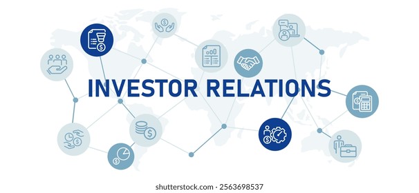 Investor relations investment corporate relationship web header background design set outline collection